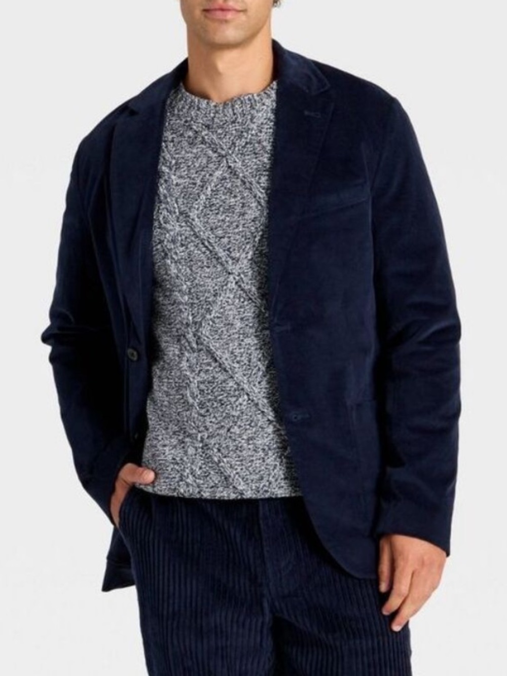 Houston White Blue Velvet Blazer Jacket